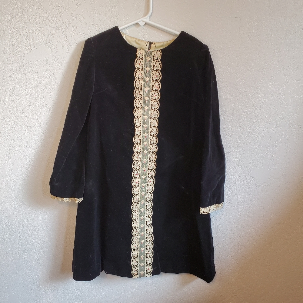 Vintage 40s 50s Wednesday Adams Velvet Dress